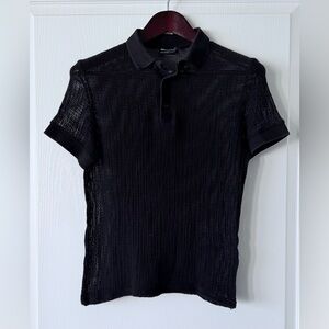 ASOS Black Sheer Knit Polo Top
